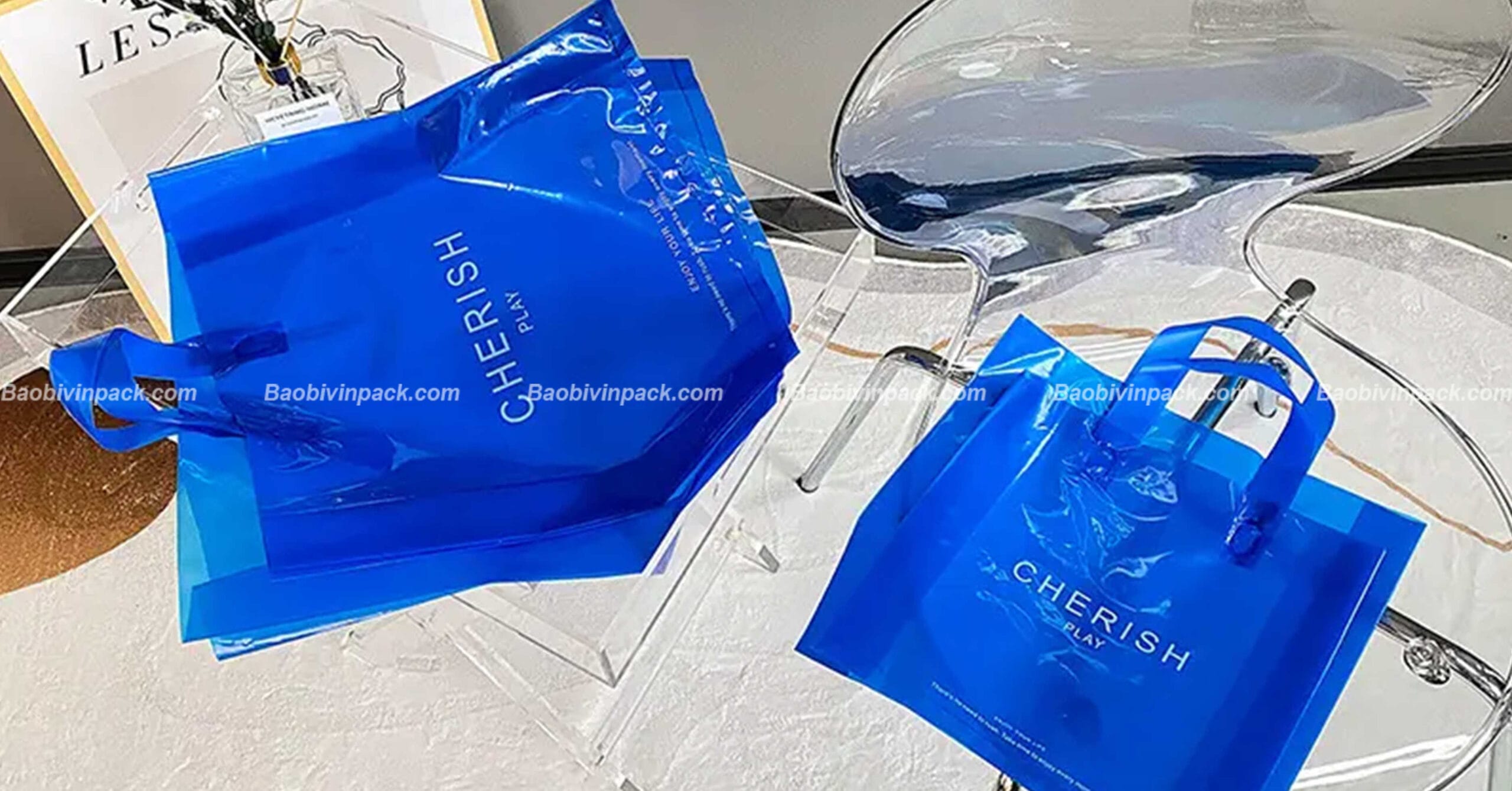 Hình ảnh một số mẫu túi ép quai xếp đáy PE