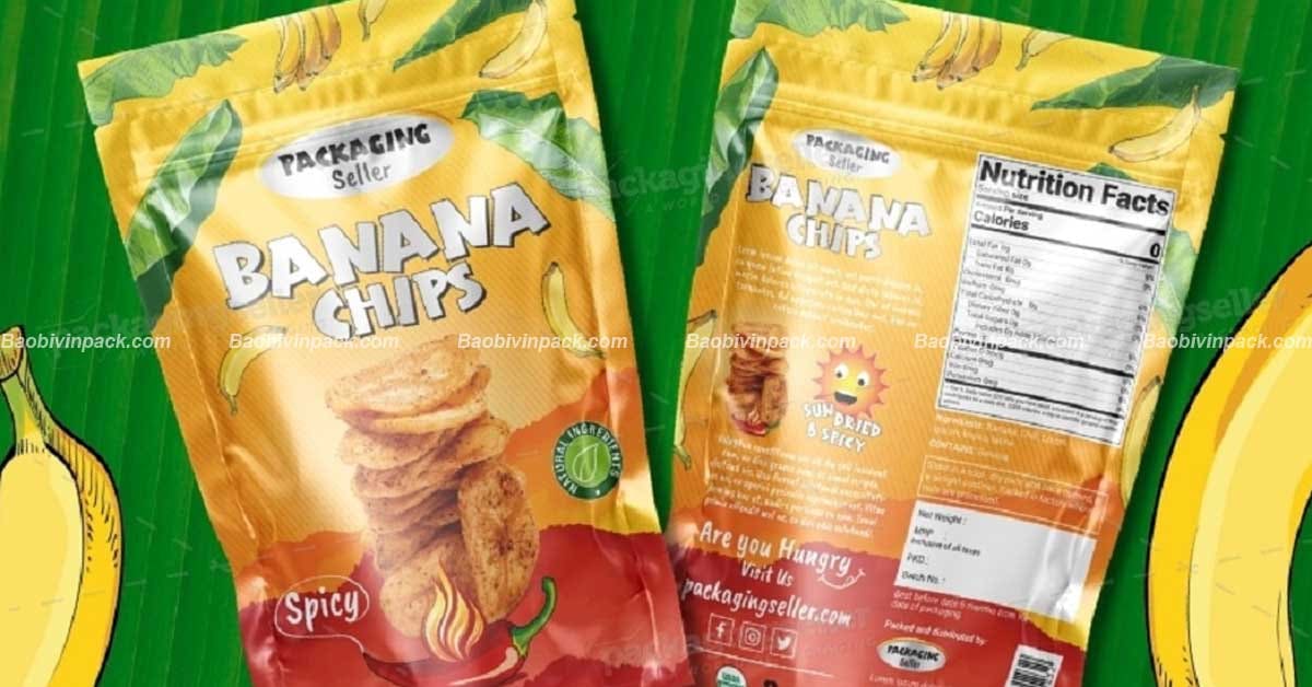 Kích thước bao bì chuối sấy