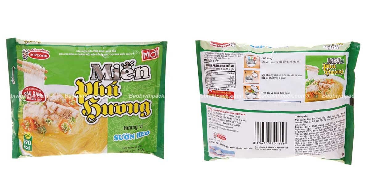 Một số mẫu bao bì đựng miến phổ biến