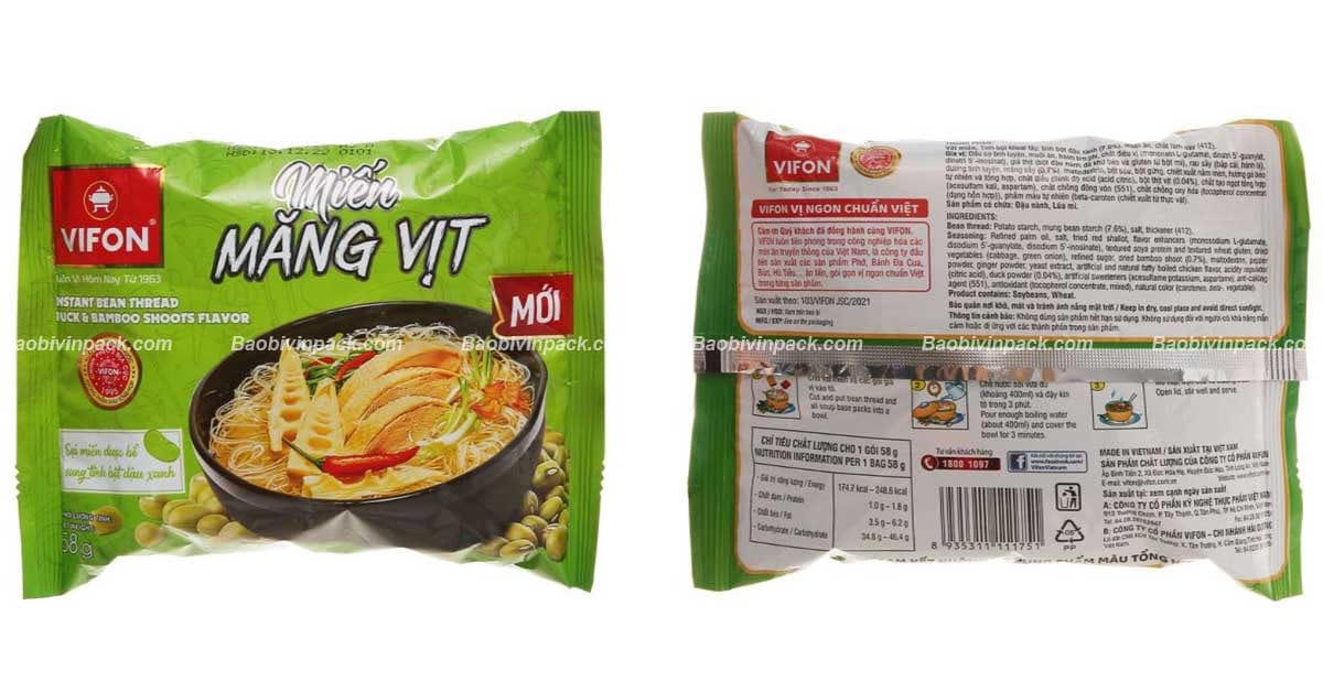Một số mẫu bao bì đựng miến phổ biến