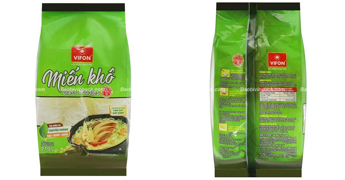 Màu sắc của bao bì đựng miến