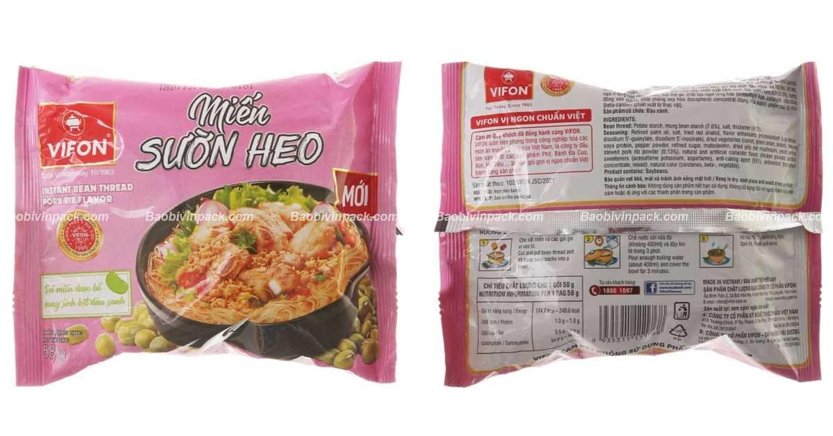 Một số mẫu bao bì đựng miến phổ biến