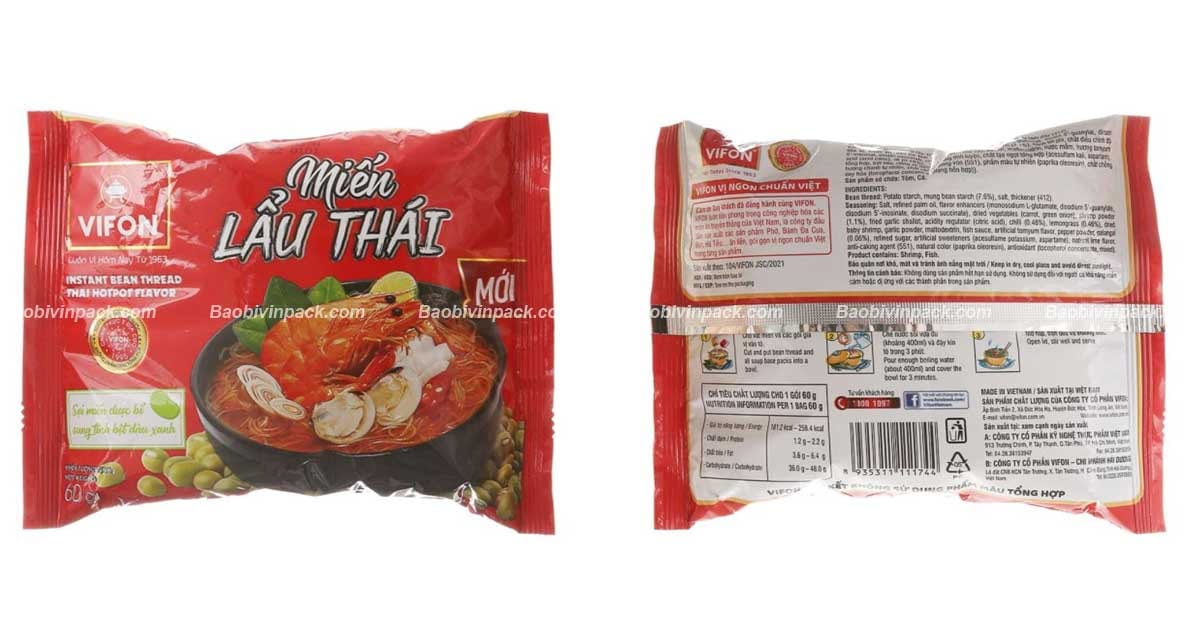 Một số mẫu bao bì đựng miến phổ biến
