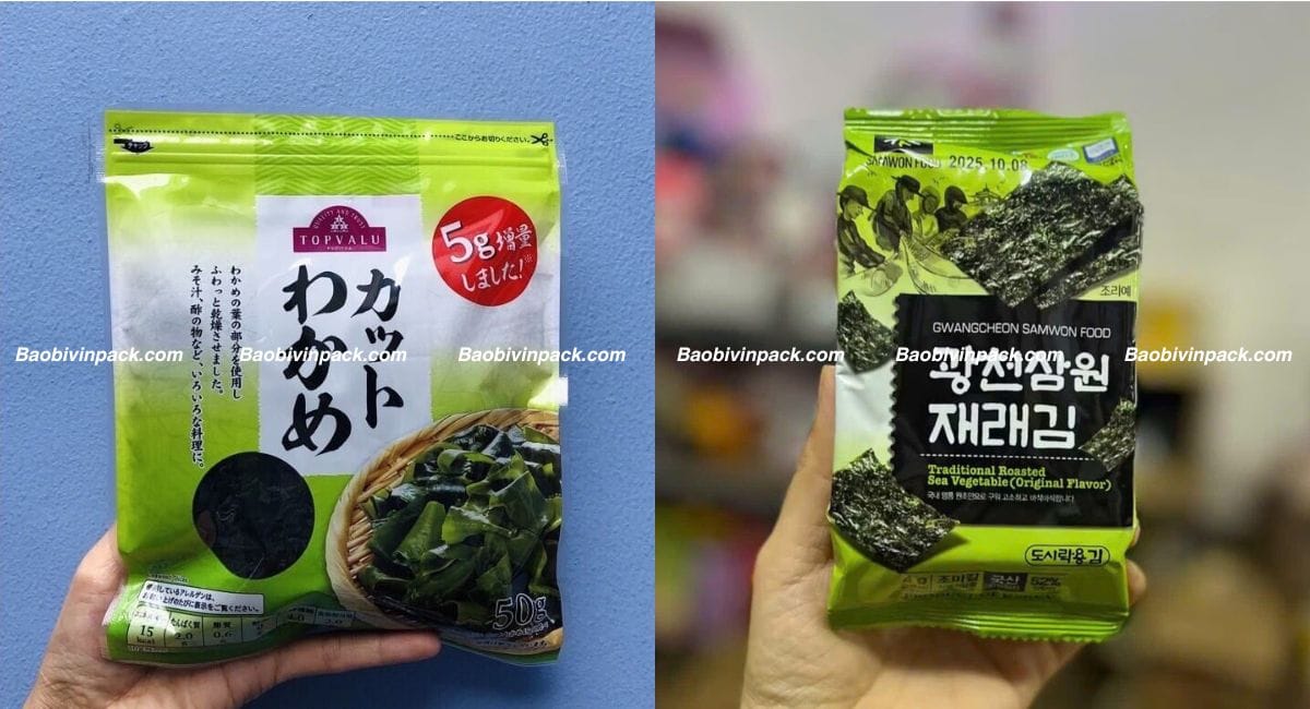 Kích thước bao bì rong biển