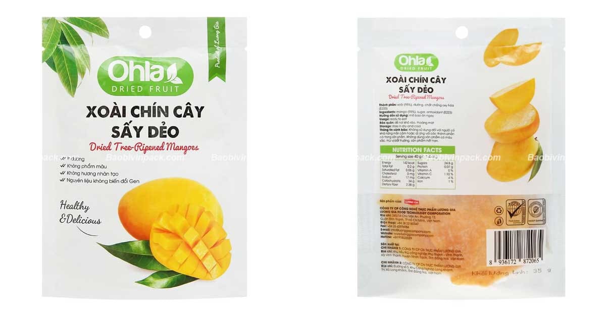 Phương pháp in ấn bao bì xoài sấy dẻo