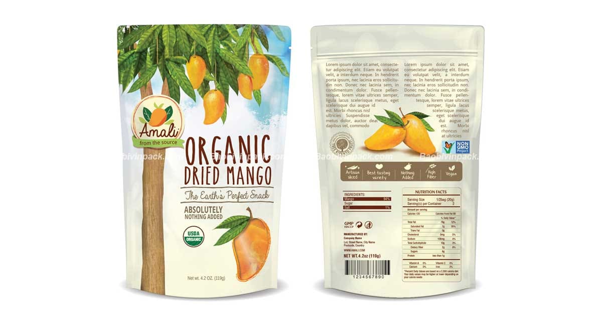 Một số mẫu bao bì xoài sấy dẻo tại Vinpack