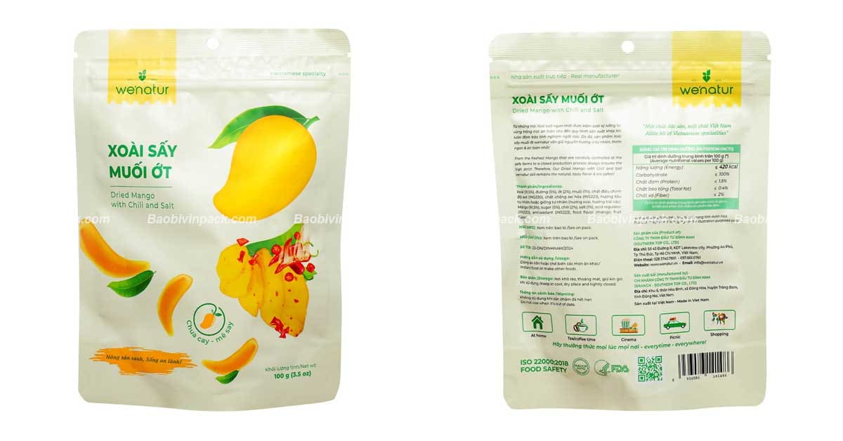 Một số mẫu bao bì xoài sấy dẻo tại Vinpack