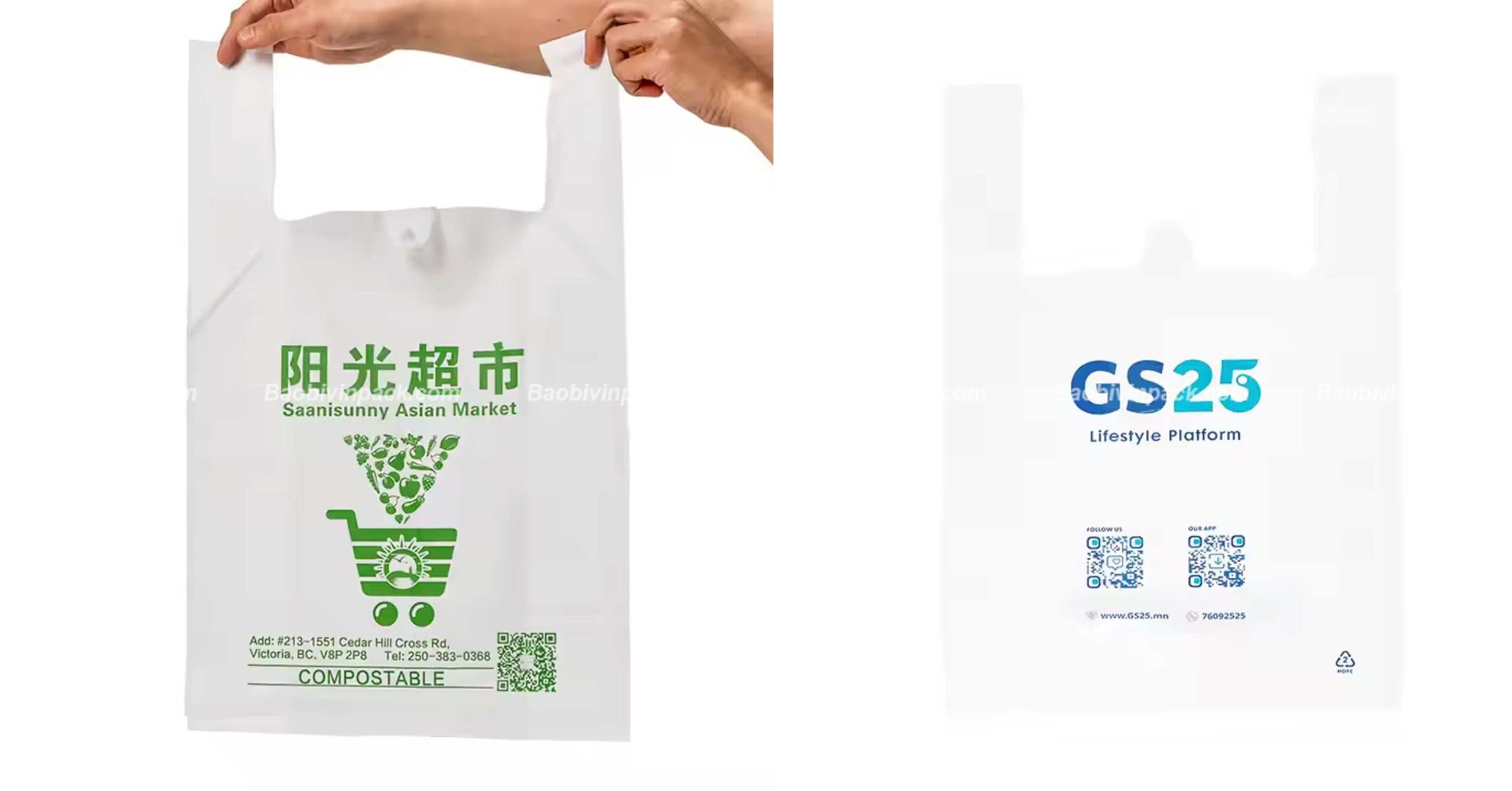 Một số mẫu túi xốp 2 quai PE