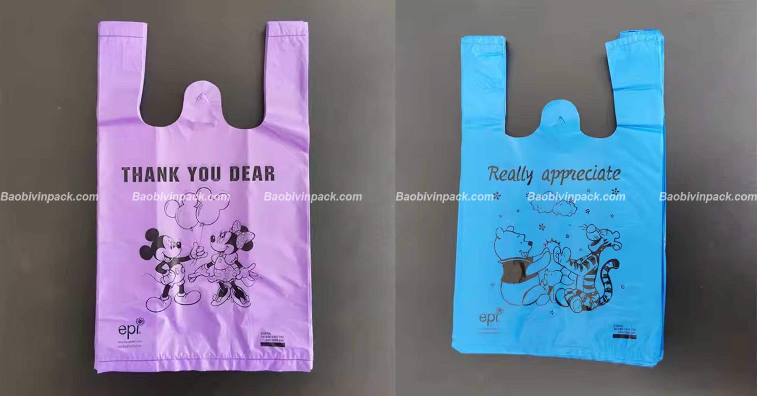 Màu sắc túi xốp 2 quai xuất khẩu