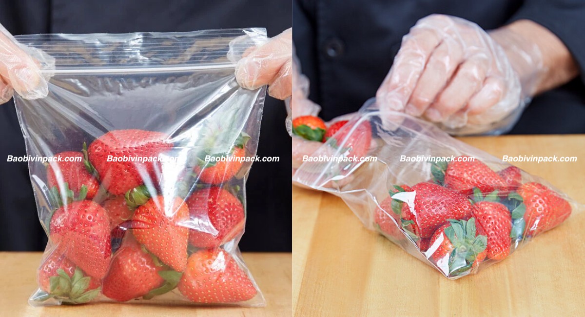 Túi zip chỉ trắng đựng thực phẩm