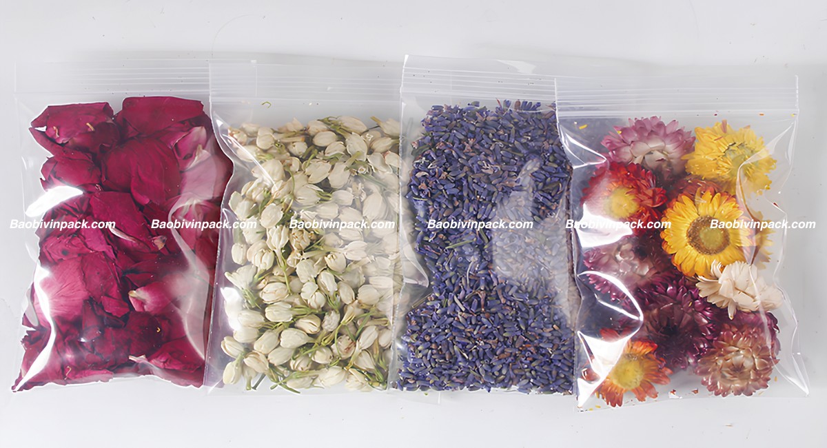 Túi zip chỉ trắng đựng đồ khô