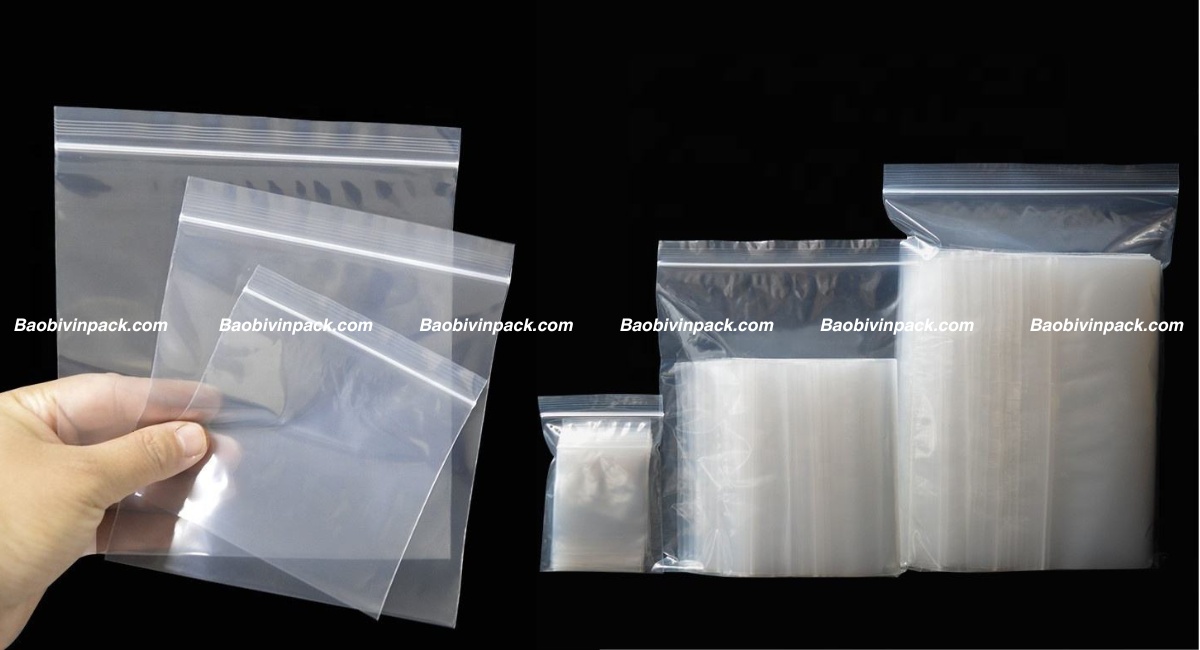 Kích thước túi zip chỉ trắng