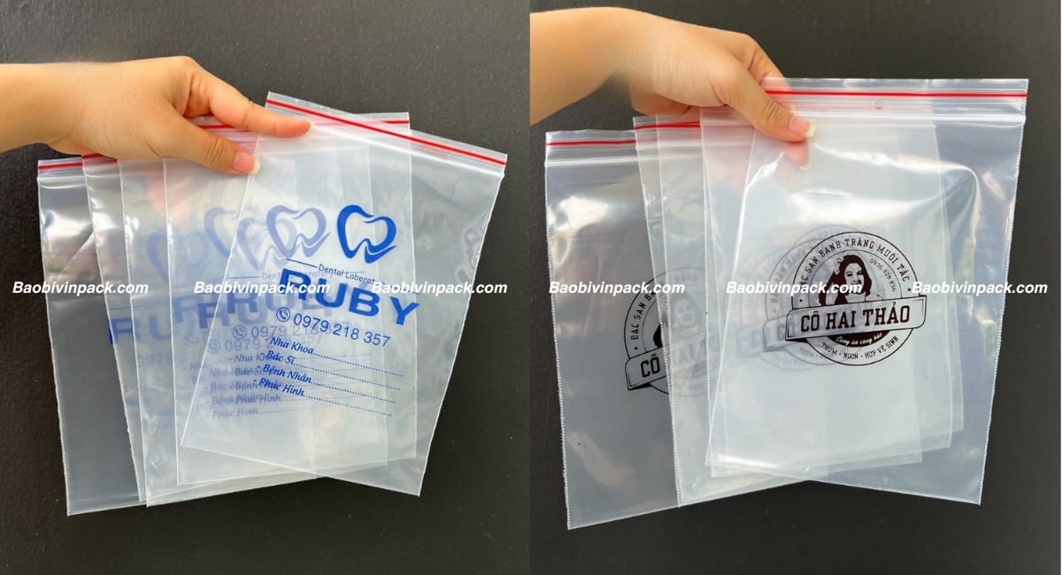 Túi zipper chỉ đỏ