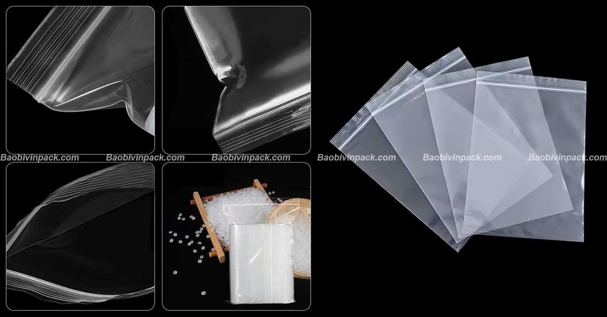 Chất liệu túi zipper chỉ trắng