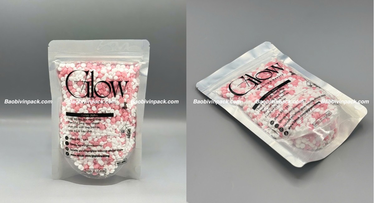 Túi zipper 1 mặt trong 1 mặt bạc