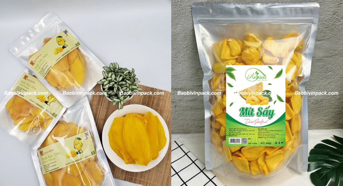 Túi zip đáy đứng đựng trái cây sấy