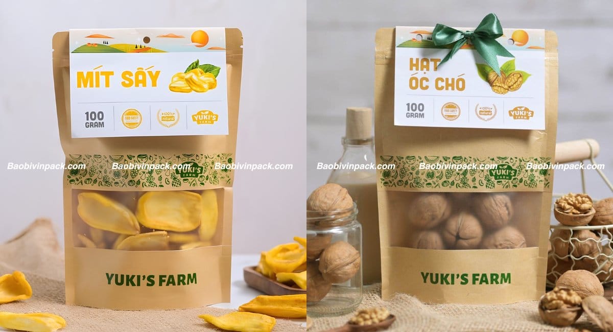 Túi zipper giấy đựng trái cây sấy