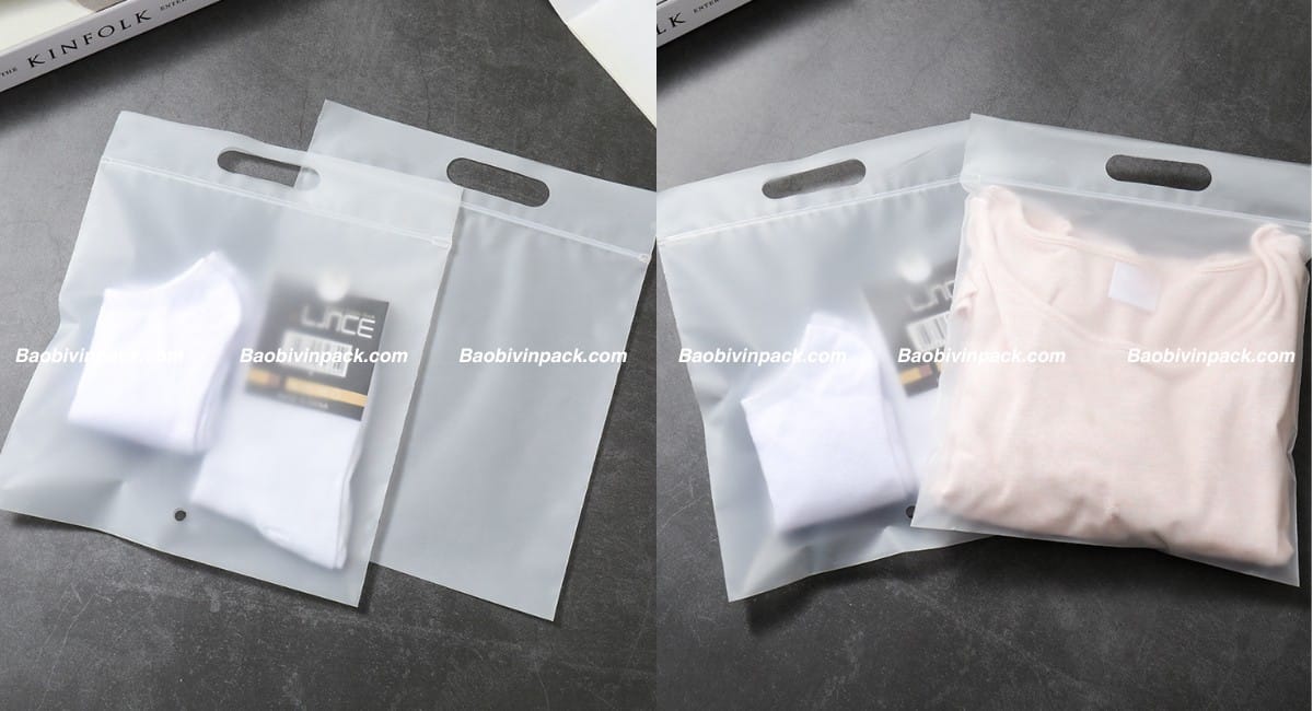 Túi zipper quai xách đục lỗ xoài