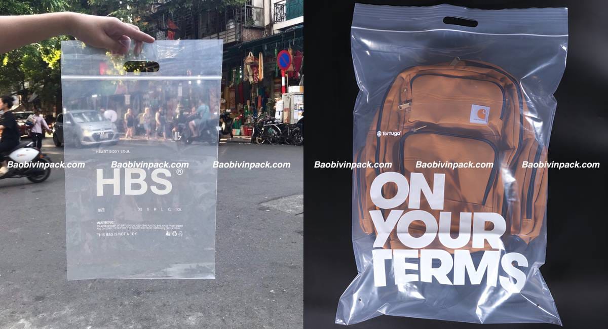 Túi zipper quai xách đục lỗ xoài