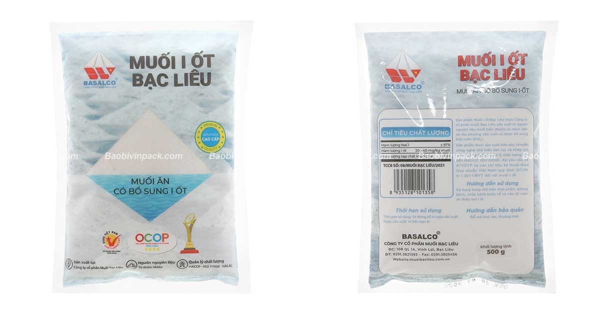 Kích thước bao bì đựng muối