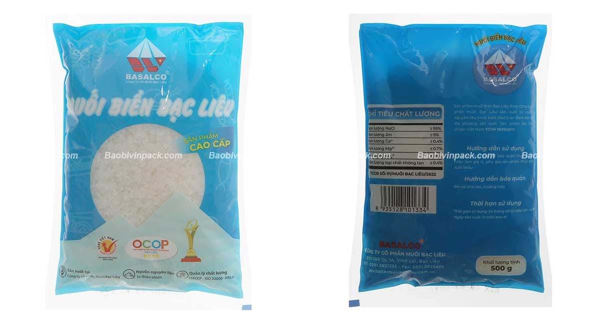 Màu sắc bao bì đựng muối