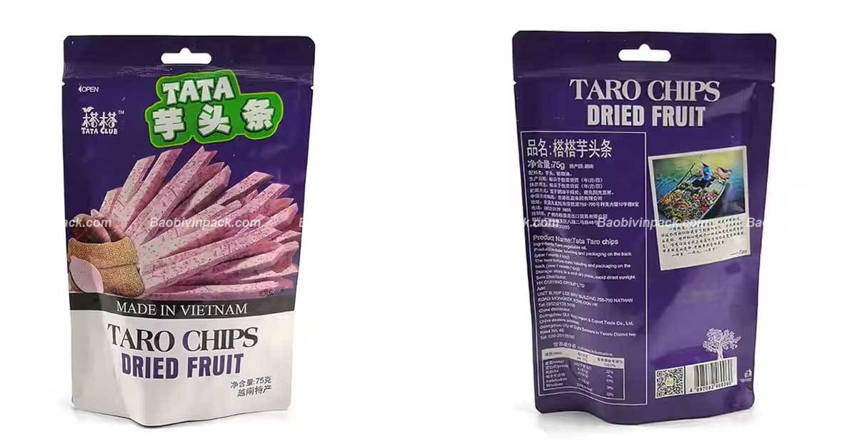 Phương pháp in ấn bao bì khoai môn sấy