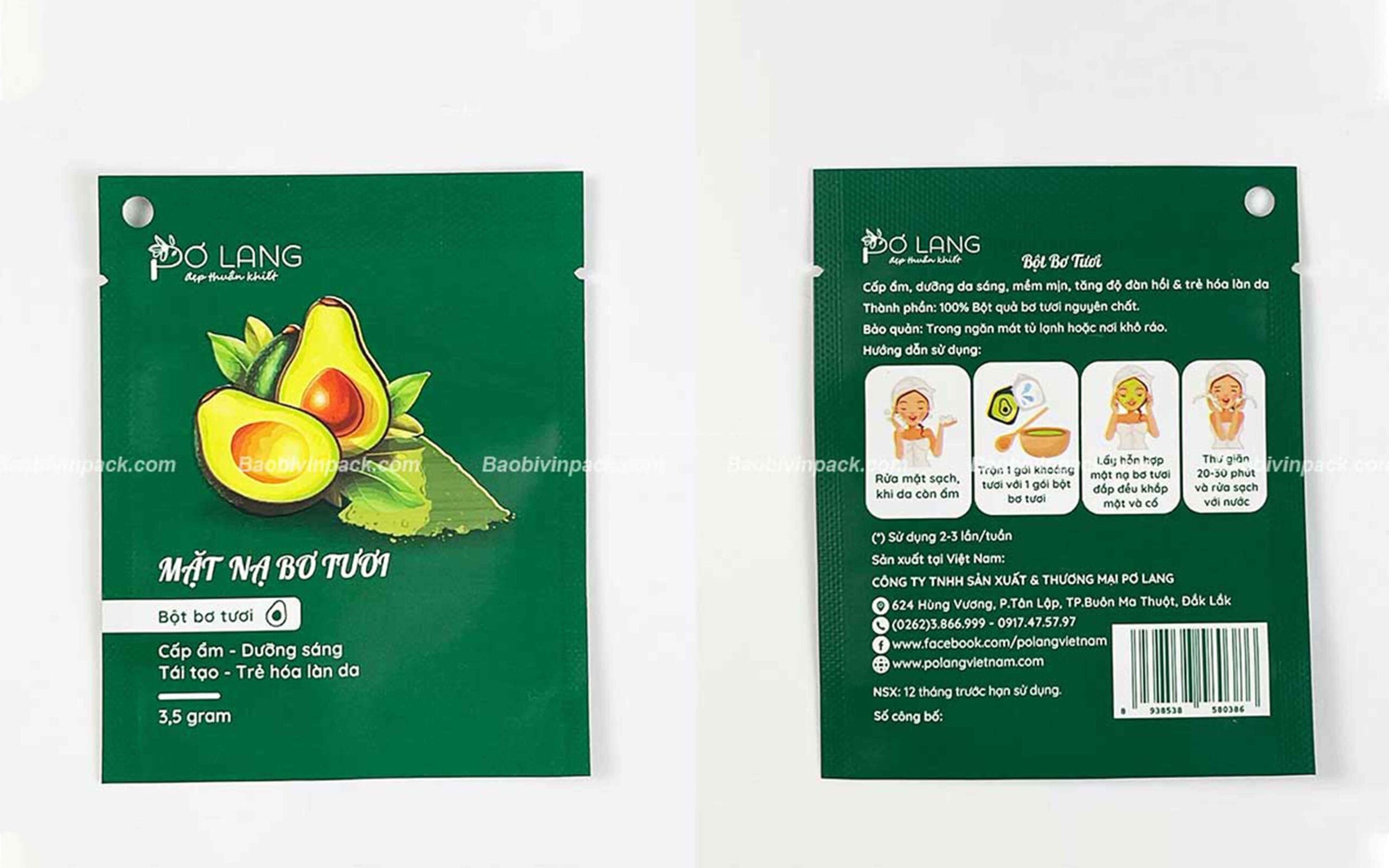 Bao bì mặt nạ màu xanh lá