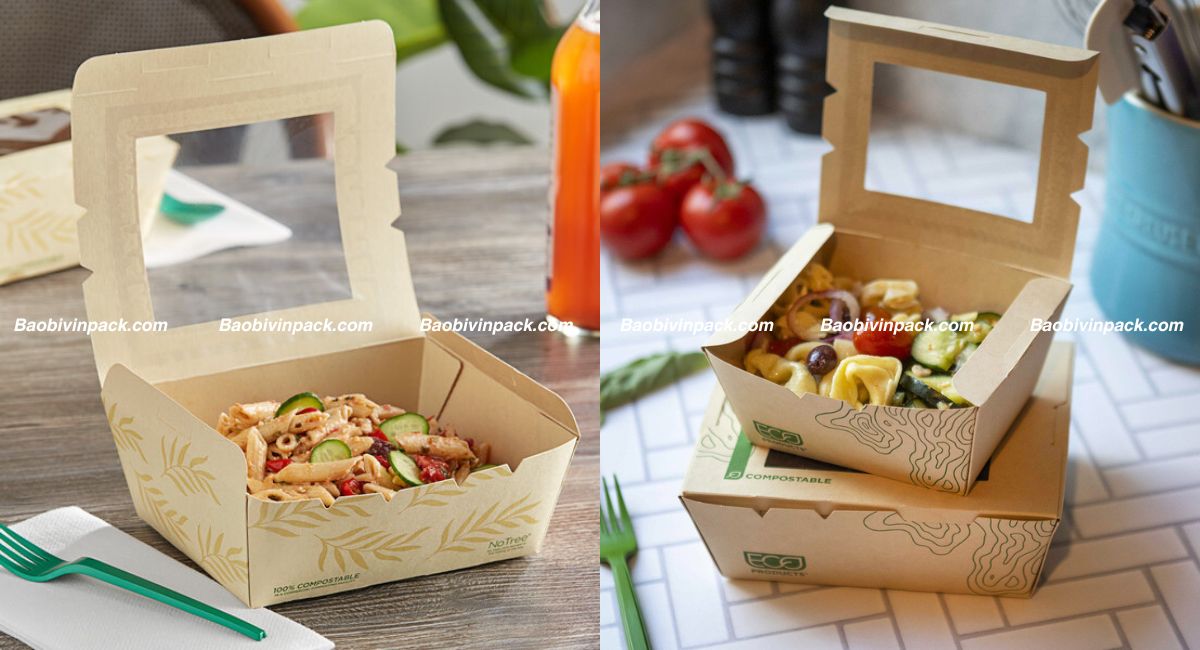 Hộp giấy thực phẩm nắp gập có cửa sổ