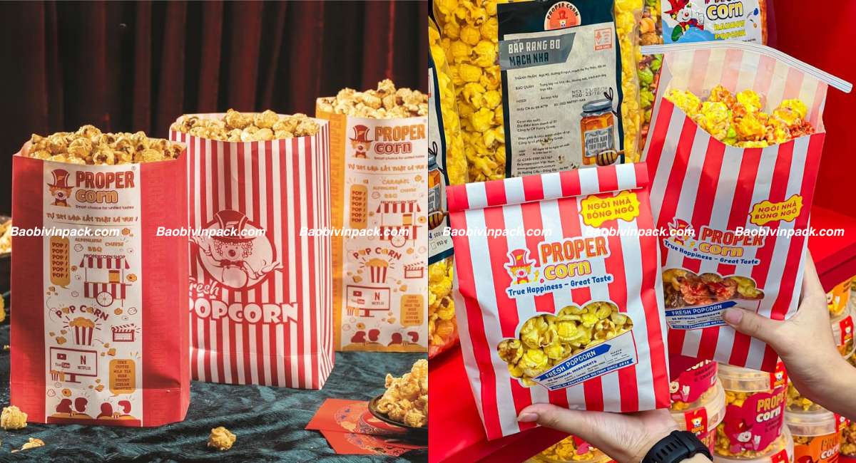 In túi giấy đựng bắp rang bơ