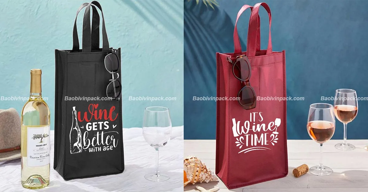 Mẫu túi vải đựng rượu vang in ấn đẹp
