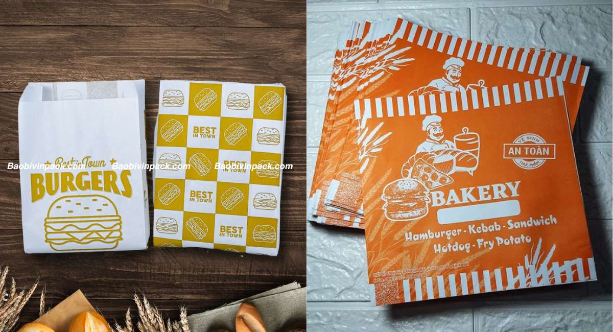 Kích thước túi giấy đựng bánh hambergur