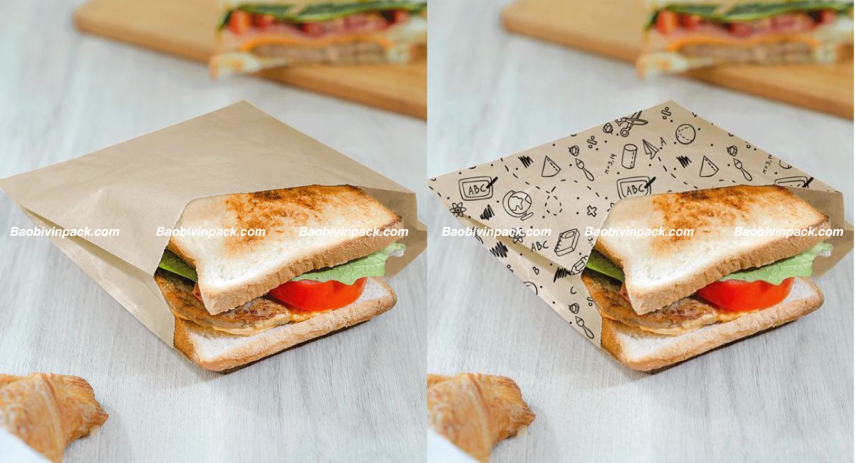 Túi giấy kraft đựng bánh mì sandwich