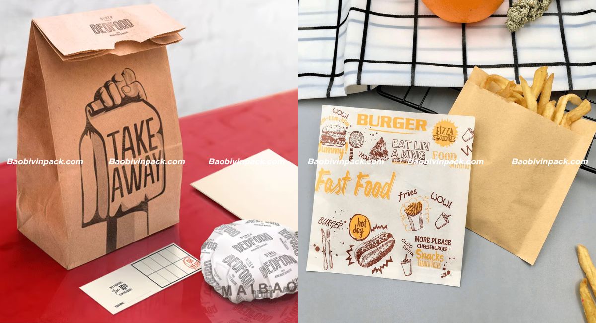 Kích thước túi giấy đựng đồ chiên