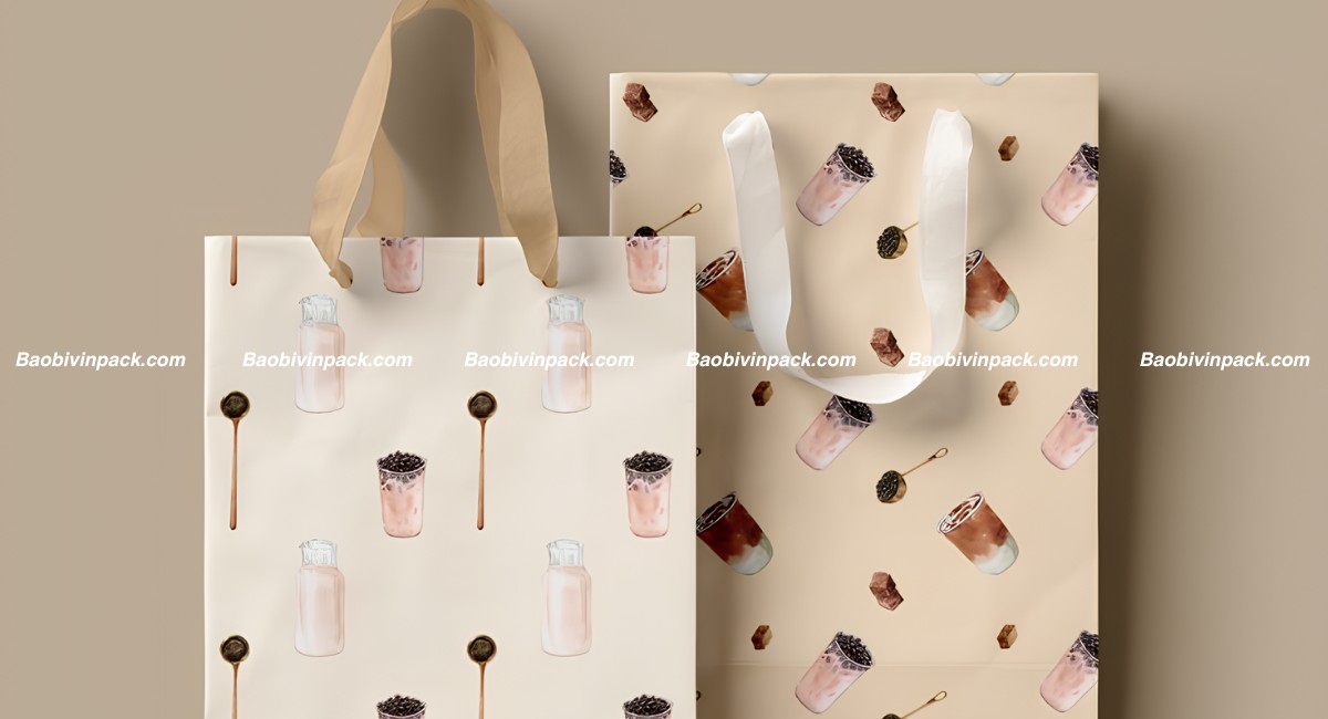 In túi giấy đựng trà sữa
