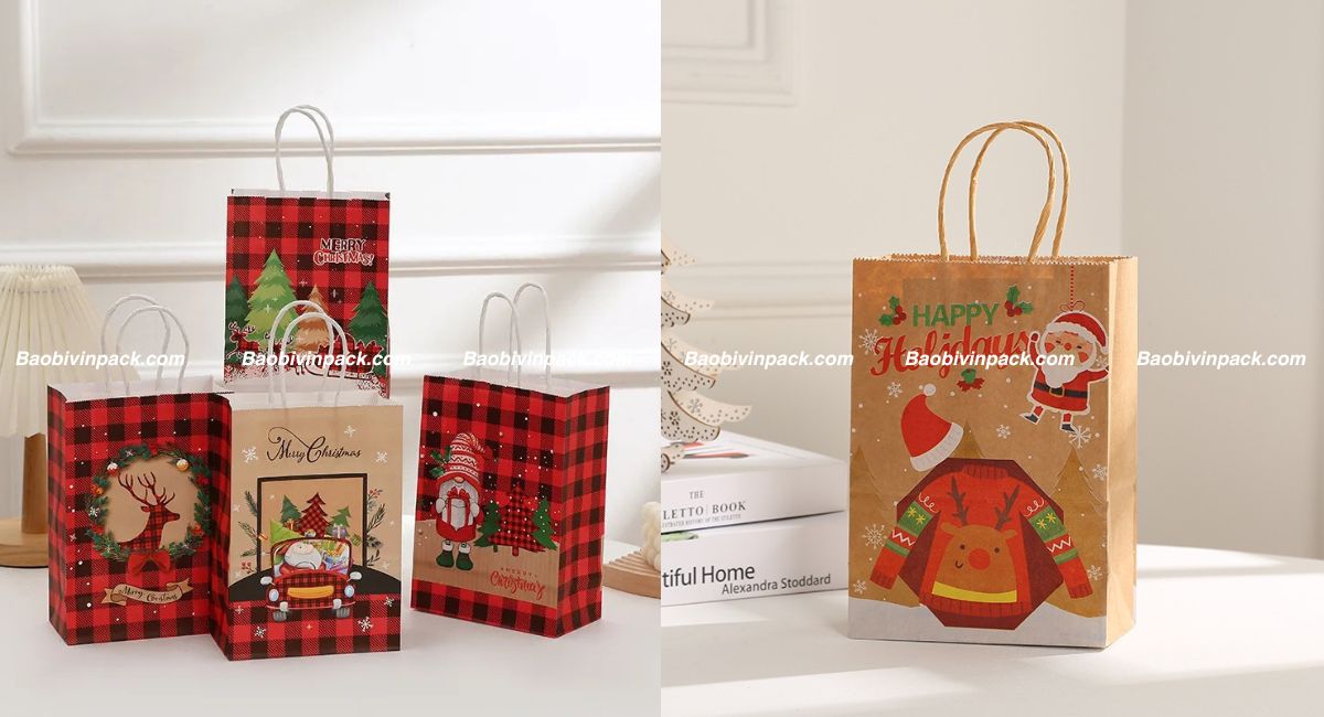 Túi giấy kraft đựng quà noel
