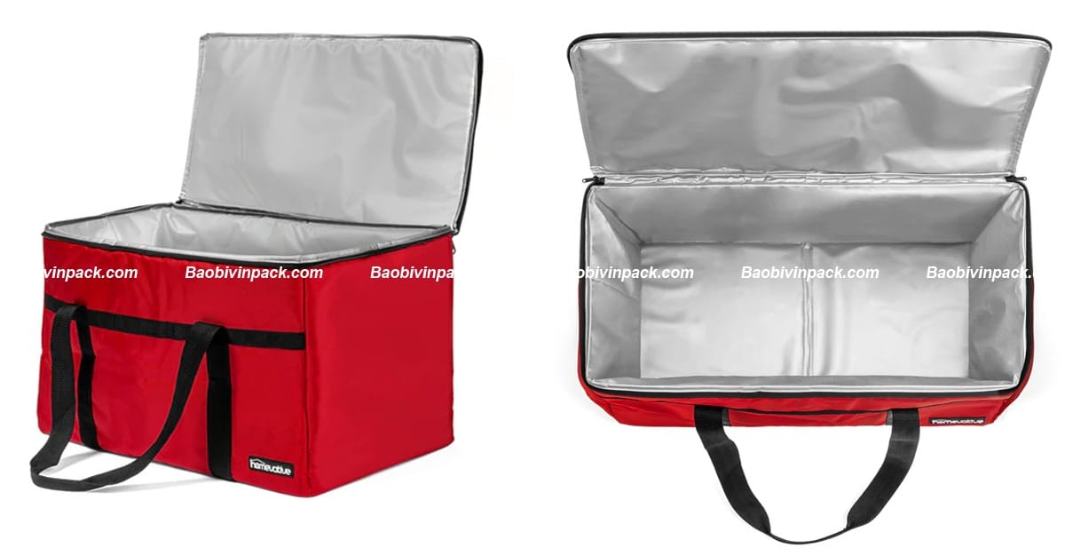 Chất liệu vải dù chống thấm, lót bạc PE foam giữ nhiệt hiệu quả và dễ lau chùi.