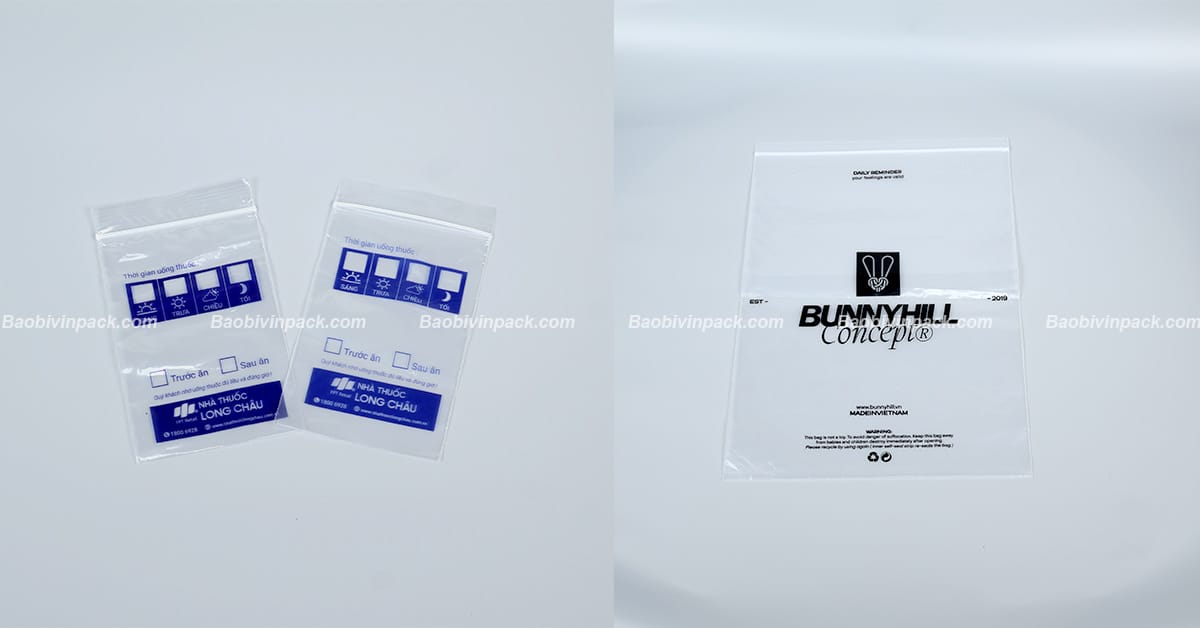 In túi nilon mẫu túi zipper chỉ trắng Vinpack