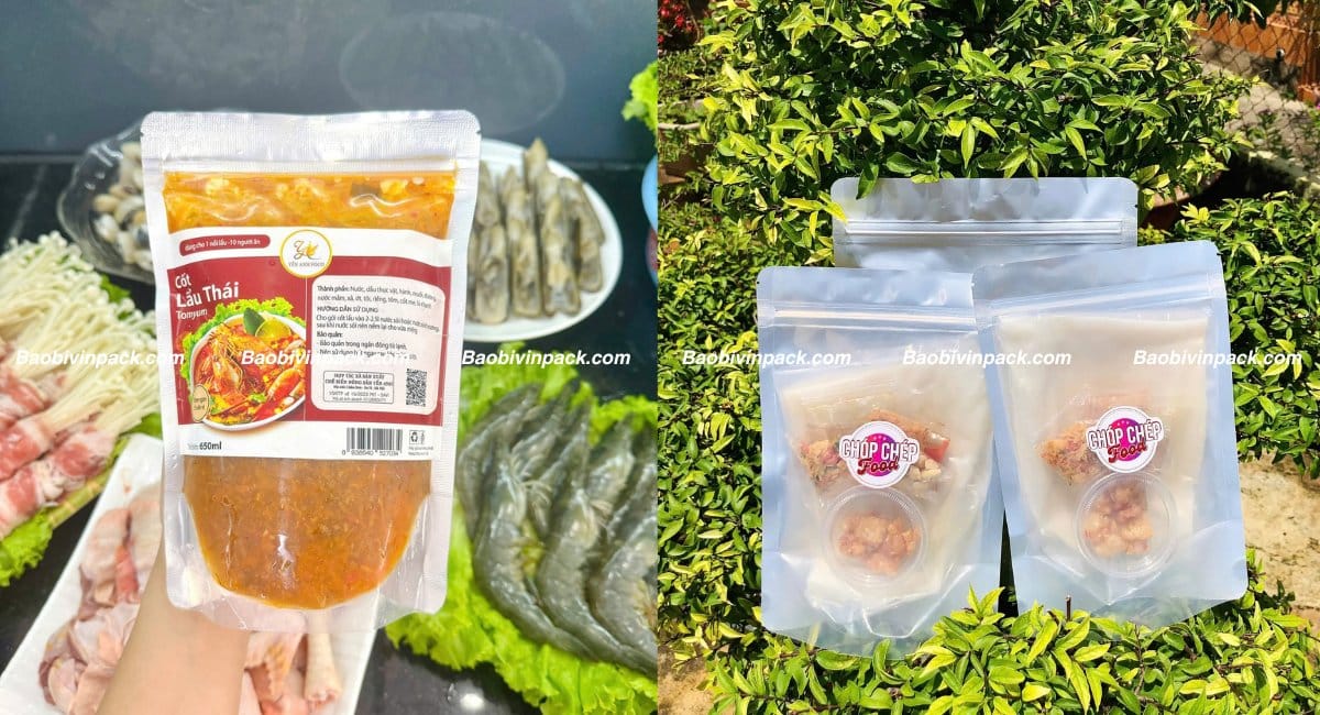 Túi zip bạc đựng nước lẩu, bánh tráng