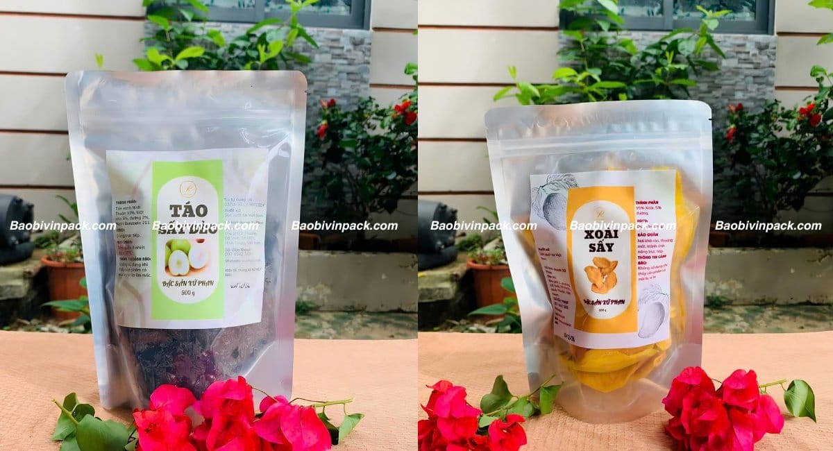 Túi zip bạc đựng trái cây sấy