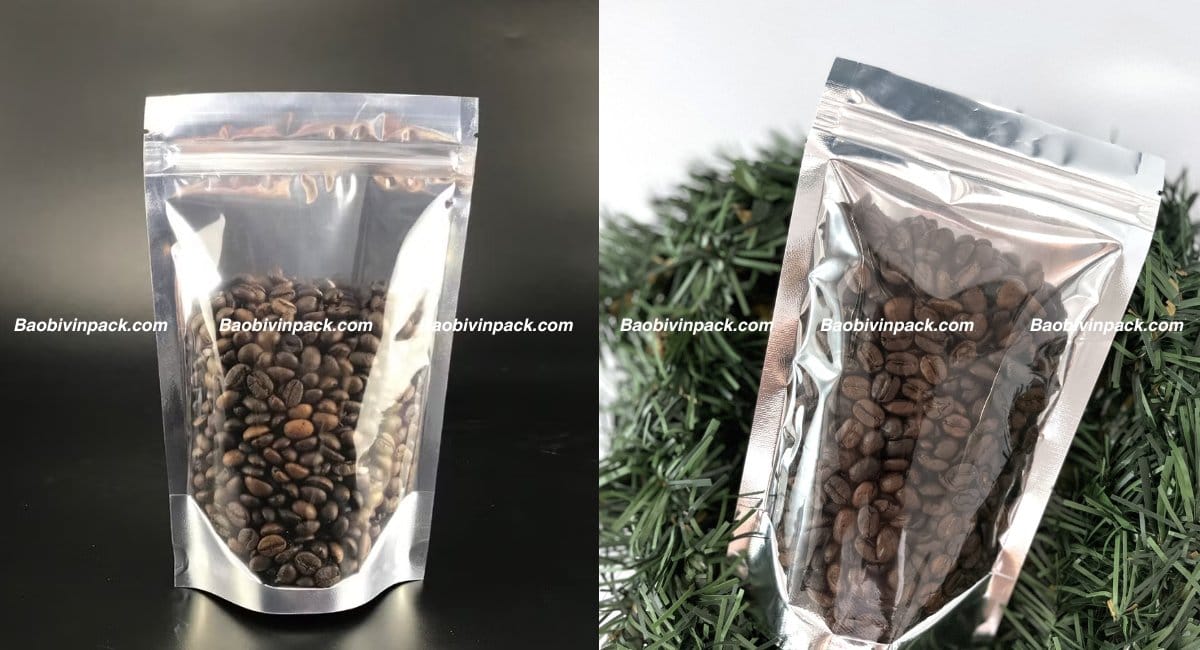 Túi zip bạc đựng cà phê