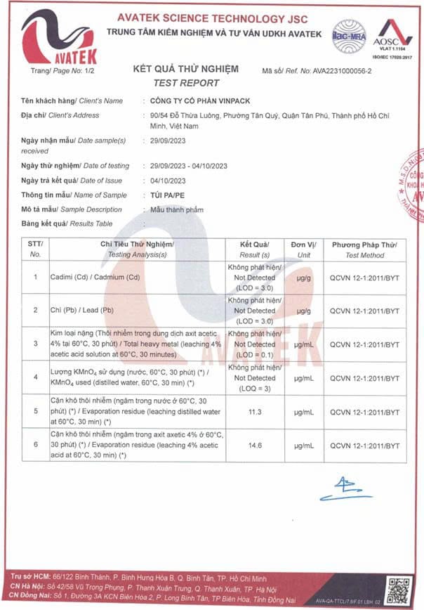 kết quả kiểm nghiệm - 2