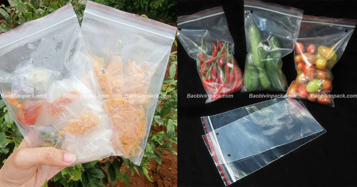 Túi zip chỉ đỏ đựng thực phẩm Vinpack
