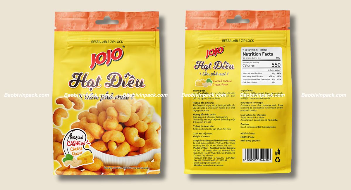 Bao bì đựng hạt điều