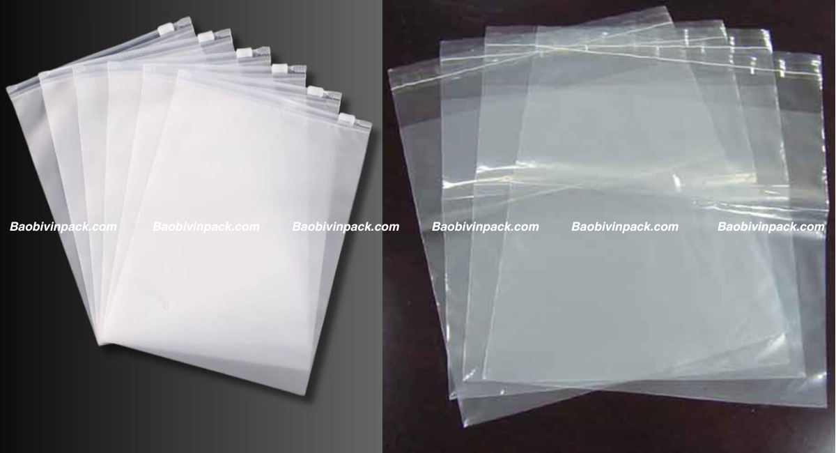 Kiểu dáng túi zipper vuốt mép và zipper khóa ké