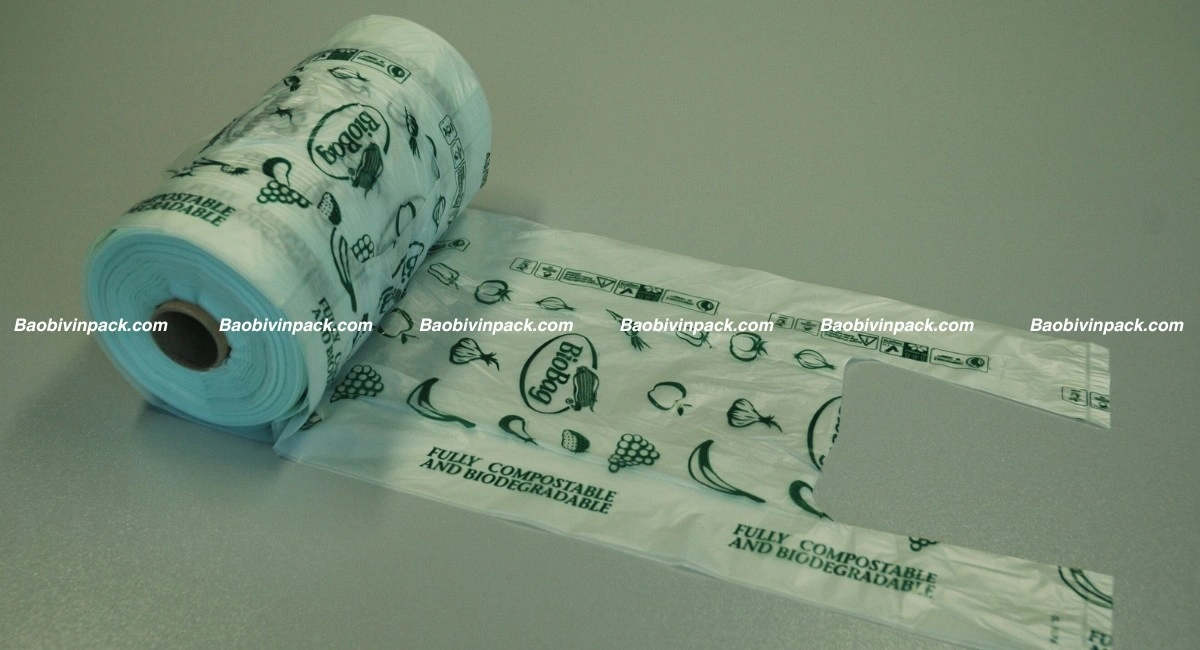 Mẫu túi cuộn thực phẩm có quai tự hủy in theo yêu cầu