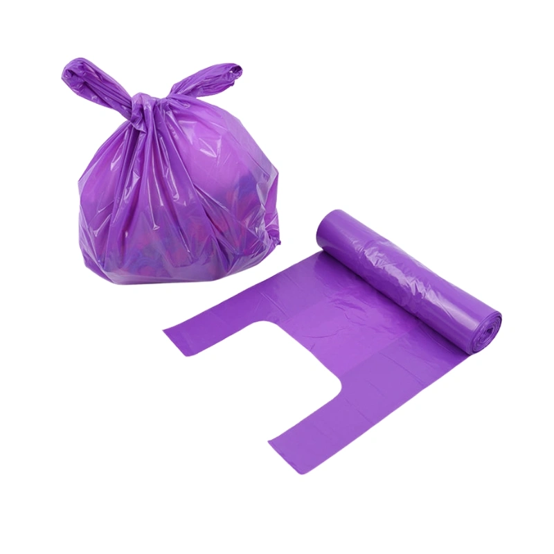 Mẫu túi rác có quai tự hủy màu tím