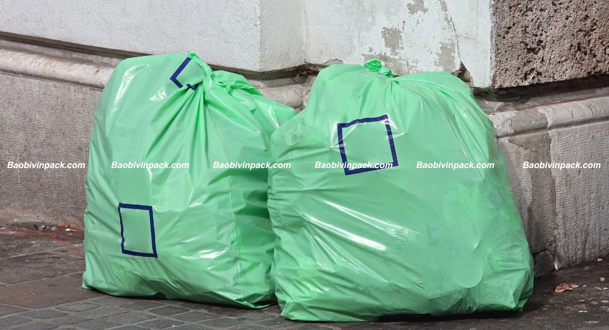 Mẫu túi rác màu xanh tự hủy công nghiệp