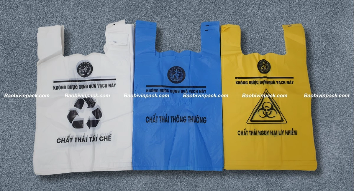 Mẫu túi rác tự hủy y tế có quai