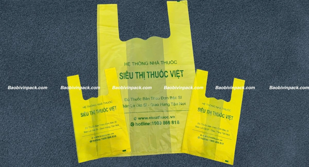 Mẫu túi xốp 2 quai tự hủy nhà thuốc thiết kế ấn tượng