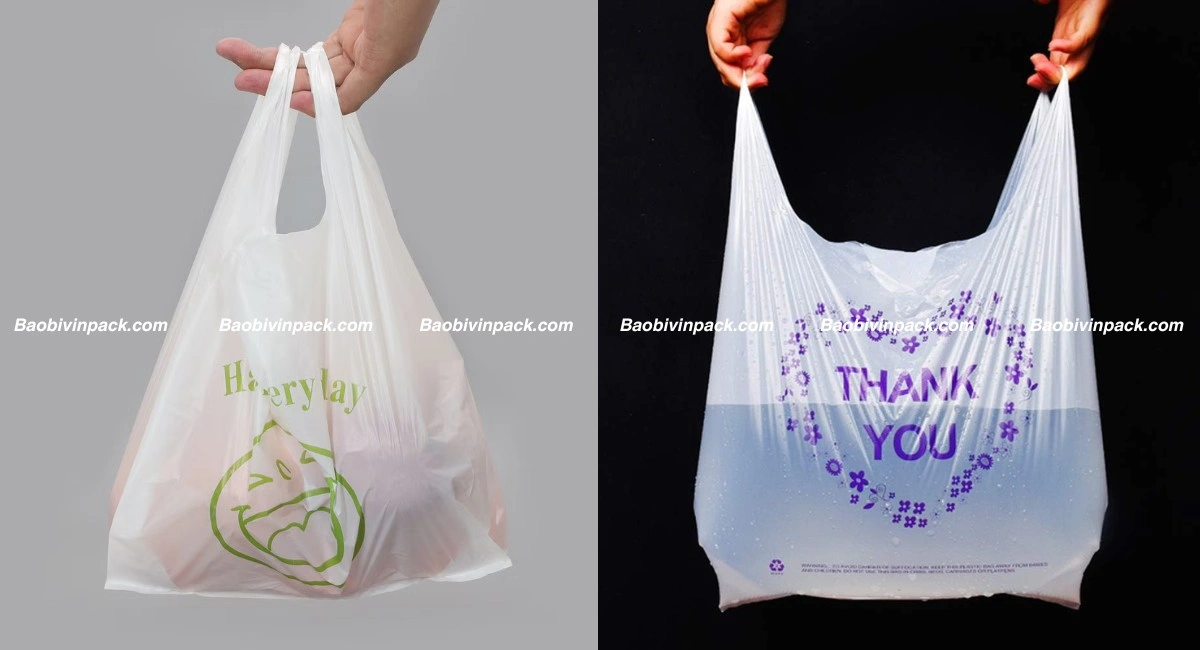 Túi xốp 2 quai hàng chợ tự hủy trắng